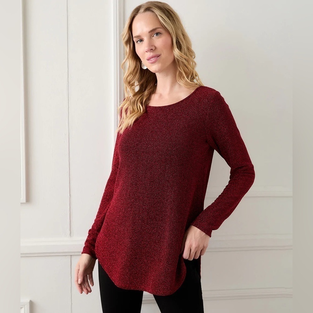 323. NWT KAREN KANE MELANIE METALLIC KNIT SHIRTTAIL TOP 3x